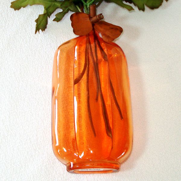 4 Colorful Glass Bottle Vases Silk Orange Mums #2