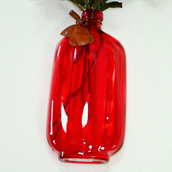 4 Colorful Glass Bottle Vases Silk Orange Mums #5