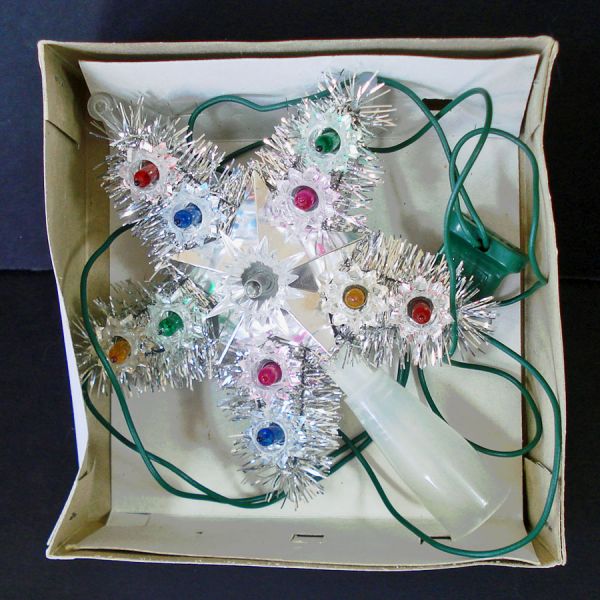 Bradford Lighted Tinsel Star Christmas Tree Topper in Box #2