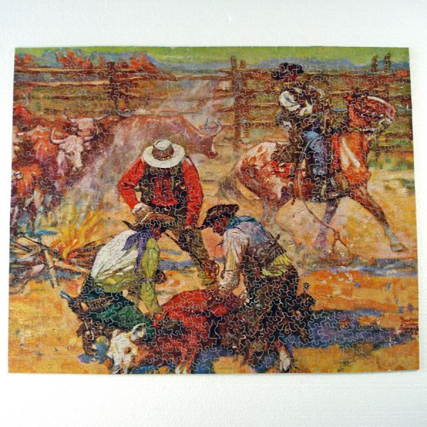 JK Straus Branding Time Wood Jigsaw Puzzle Complete 1940s #3