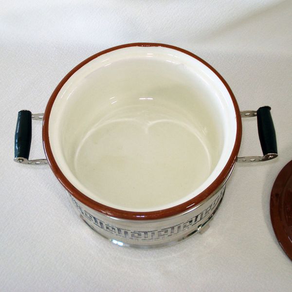 Guernsey Ware 1 Quart Baking Crock With Chrome Holder #3