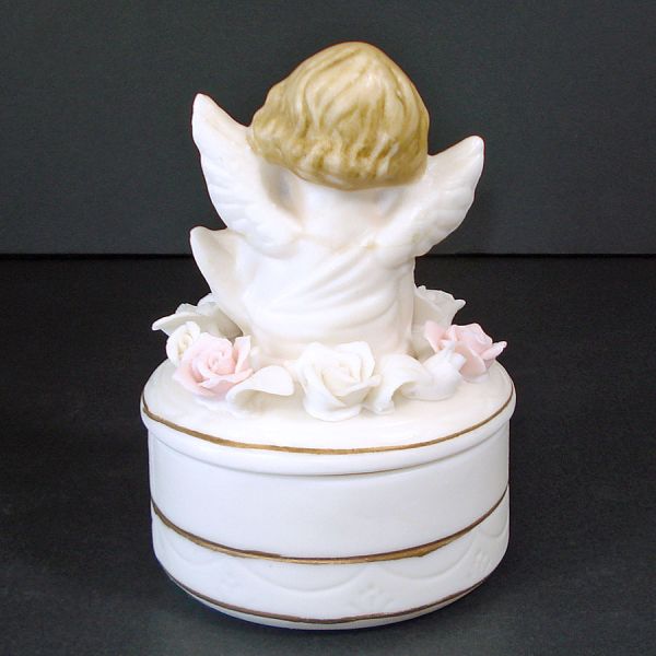 Porcelain Bisque Figural Angel Trinket Box #2