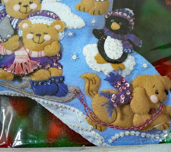 Bucilla Child's Felt Christmas Stocking Kit Snowman Animals #3