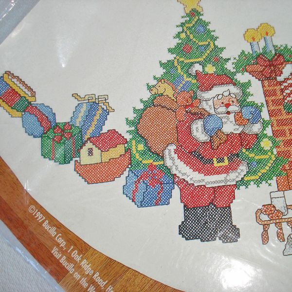 Bucilla Christmas Tree Skirt Kit Stamped Cross Stitch #2