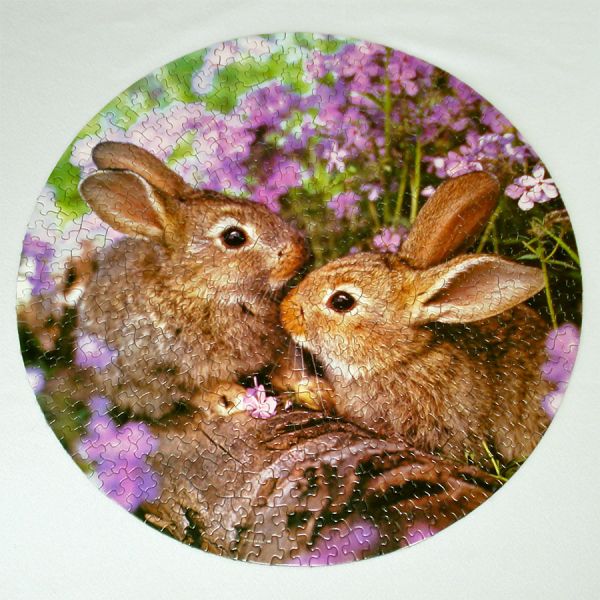 Woodland Friends Bunnies Springbok Round Jigsaw Puzzle #2