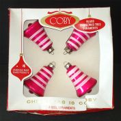Box Coby Glass Striped Bells Christmas Ornaments