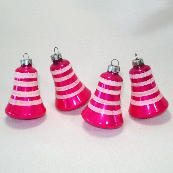 Box Coby Glass Striped Bells Christmas Ornaments #2