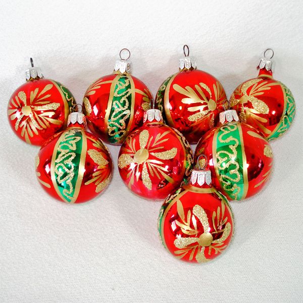 Box Commodore Glittered Glass Christmas Ornaments #3