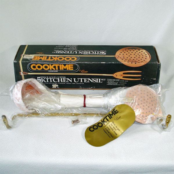 Copper Brass Hanging Kitchen Utensils Boxed Set