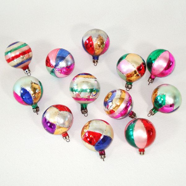 Box 1950s Poland Decorated Glass Christmas Ornaments #3