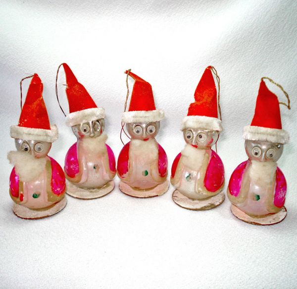Box Whimsy Santa Glass Chenille Christmas Ornaments #2