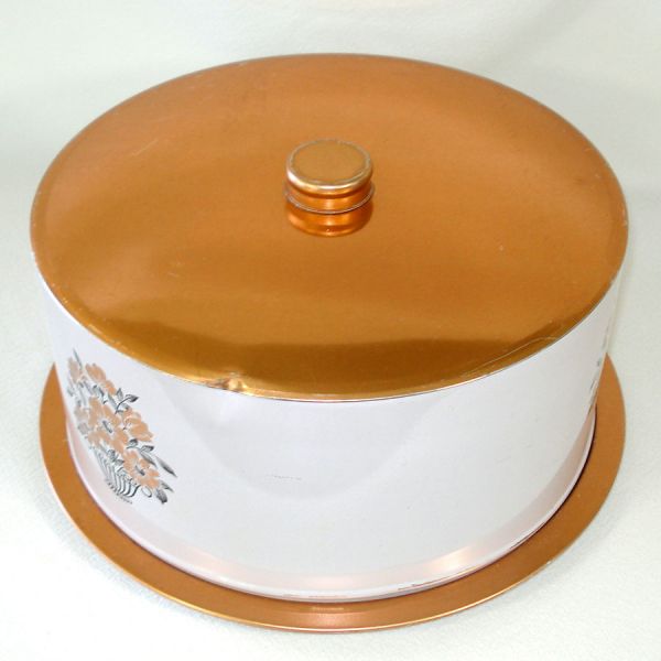 Decoware 1950s Kitchen Cake Keeper Coppertone Flowers #2