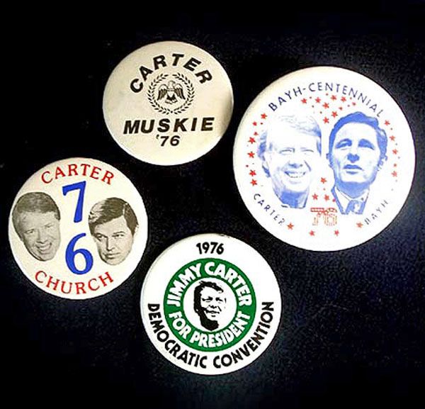 1976 Democratic Convention Autographed Hat With Political Campaign Pinbacks #5