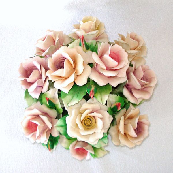 Capodimonte Italian Porcelain Roses Arrangement #3