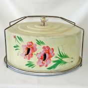 Hand Painted Flowers Carlton Cake Carrier Keeper