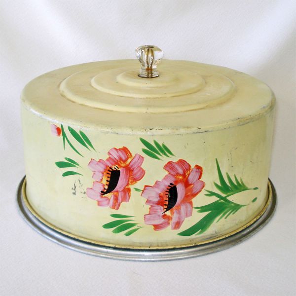 Hand Painted Flowers Carlton Cake Carrier Keeper #2