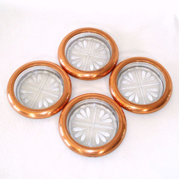 Cavalier Copper and Glass Coasters Set of 4 #2