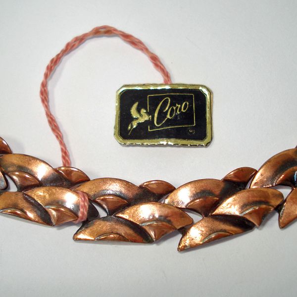 Coro Copper Modernist Choker Necklace With Hangtag #3