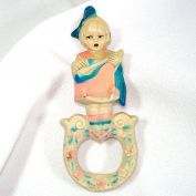 Antique Viscoloid Celluloid Little Girl Baby Rattle