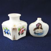 Two Antique French Porcelain Perfume Bottles
