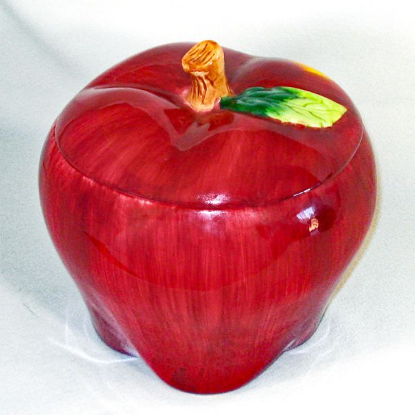 Ceramic Red Apple Cookie Jar #2