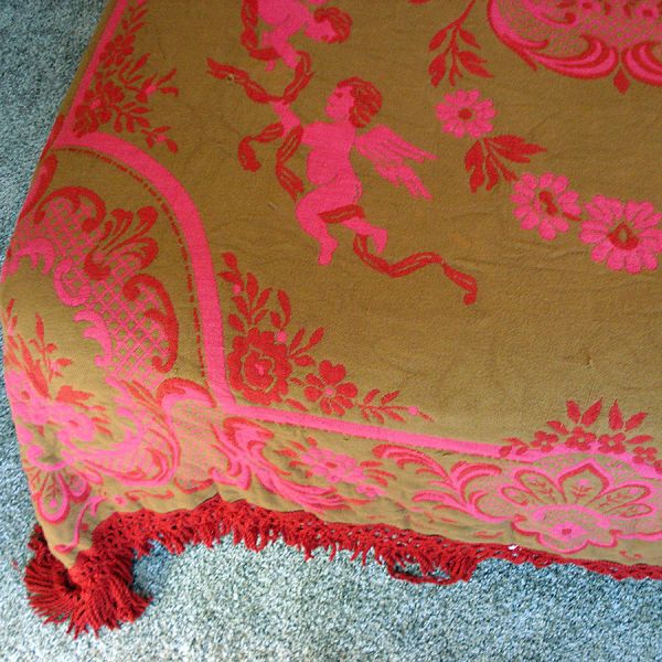 Nettle Creek Romance Queen Bedspread Red Pink Cherubs #4