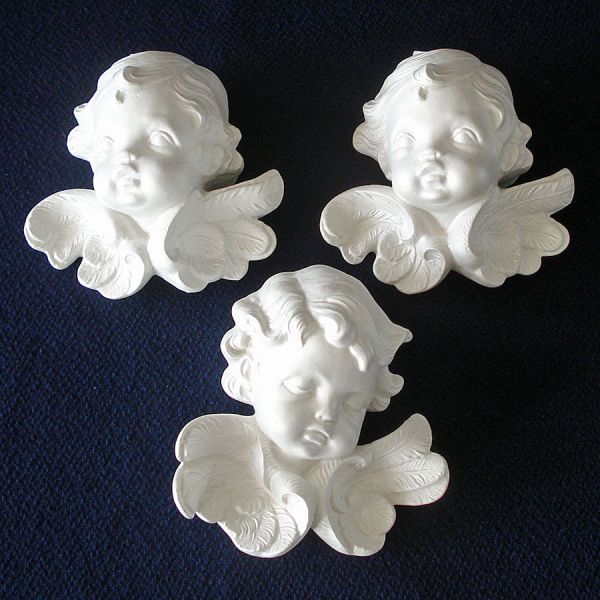 Chalkware Cherub Angel Plaques, Set of 3