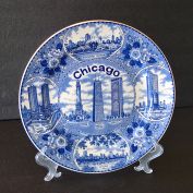 Chicago Blue Transferware English Souvenir Plate