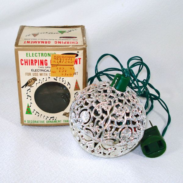 1970s Electronic Chirping Bird Musical Christmas Ornament