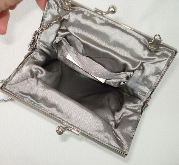 Silver Gray Valerie Stevens Clam Shell Beaded Evening Bag #3