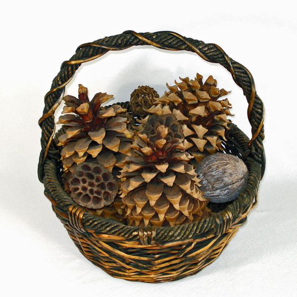 Large Willow Basket With Giant Pinecones, Pods