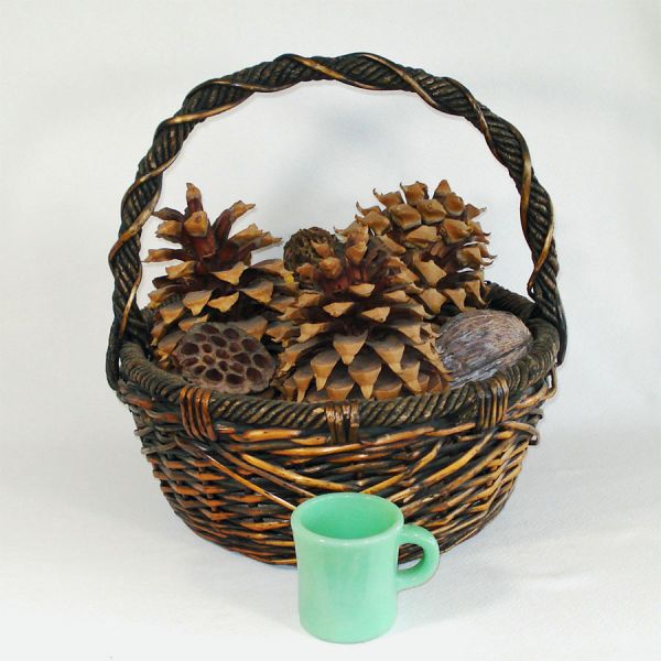 Large Willow Basket With Giant Pinecones, Pods #6