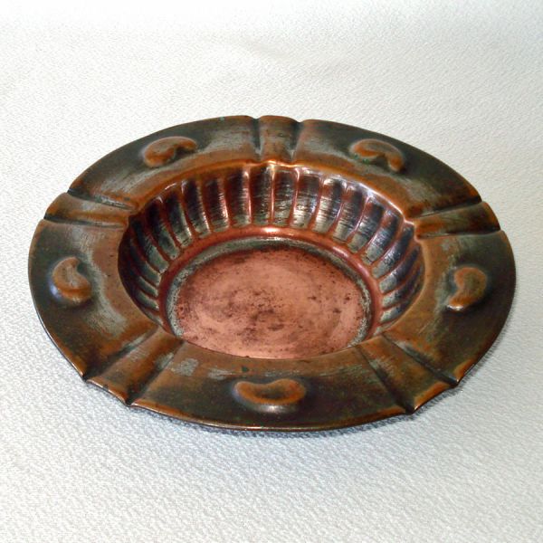 Paisley Embossed Copper Ashtray 7 Inches #2