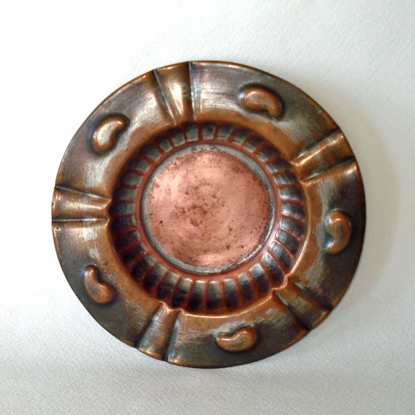 Paisley Embossed Copper Ashtray 7 Inches #3