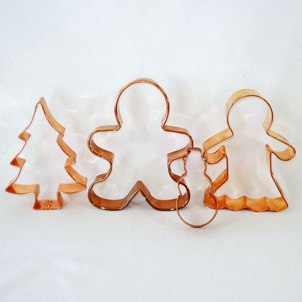 Christmas Theme 4 Solid Copper Cookie Cutters #2