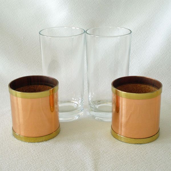 Copper Sleeve Glass Bar Tumblers Set of 6 #3