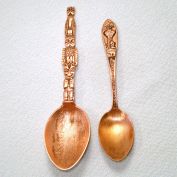Solid Copper Souvenir Spoons Yellowstone, Seattle Totem Pole
