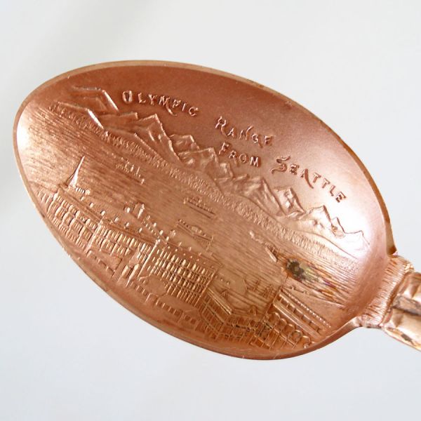 Solid Copper Souvenir Spoons Yellowstone, Seattle Totem Pole #4