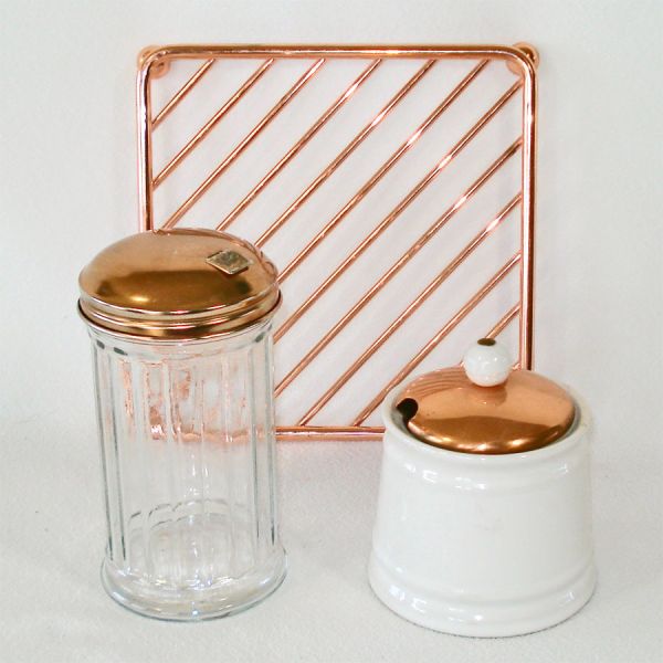 Copper Kitchen Trivet, Sugar Dispenser, Jam Jar #2
