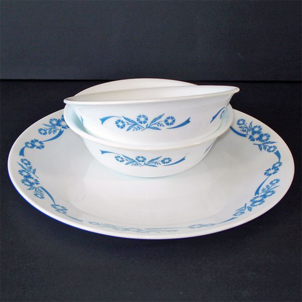 Corelle Blue Cornflower Dinner Plate, 2 Bowls #2