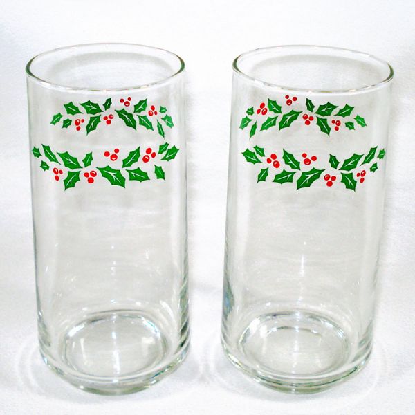 Box 8 Corelle Winter Holly Glass Tumblers Christmas #3