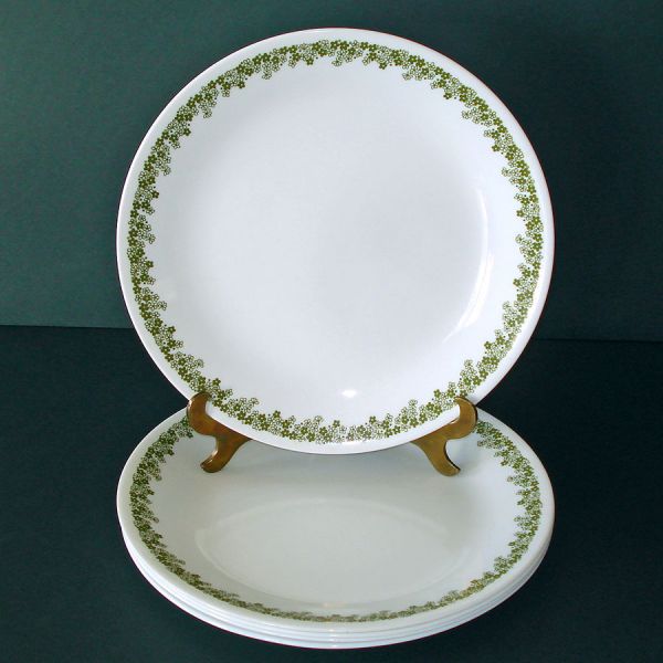 Corelle Spring Blossom Green Set 7 Plates, 5 Dinner 2 Salad Lunch #4