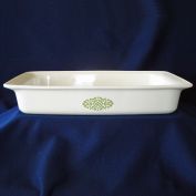 Corning Ware Green Macrame Open Roaster Pan 1973