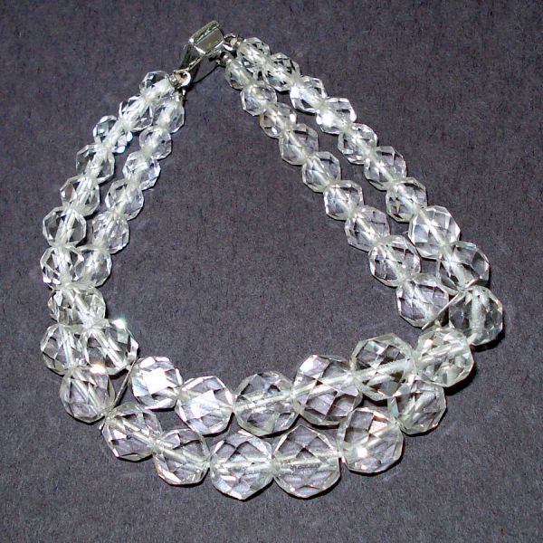 Double Strand Cut Rock Crystal Choker Necklace and Bracelet Set #4