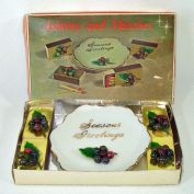 Christmas Boxed Ashtray Matches Set Glass Bead Decoration
