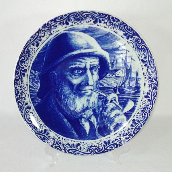 Boch Freres Belgium Delft Old Fisherman Wall Plate #3
