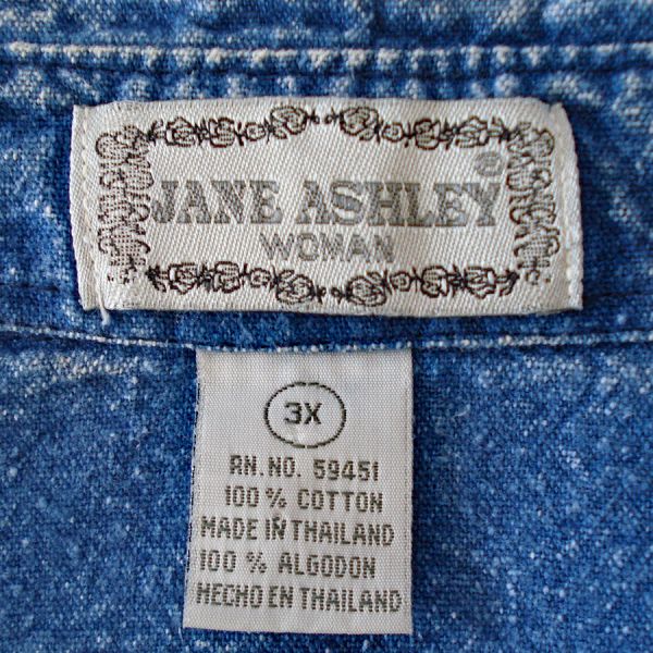 Jane Ashley Woman Pearl Beaded Denim Long Sleeve Shirt Size 3X #5