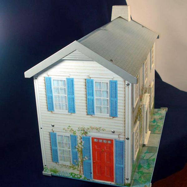 Wolverine Tin Litho 2 Story Dollhouse With Furniture #4