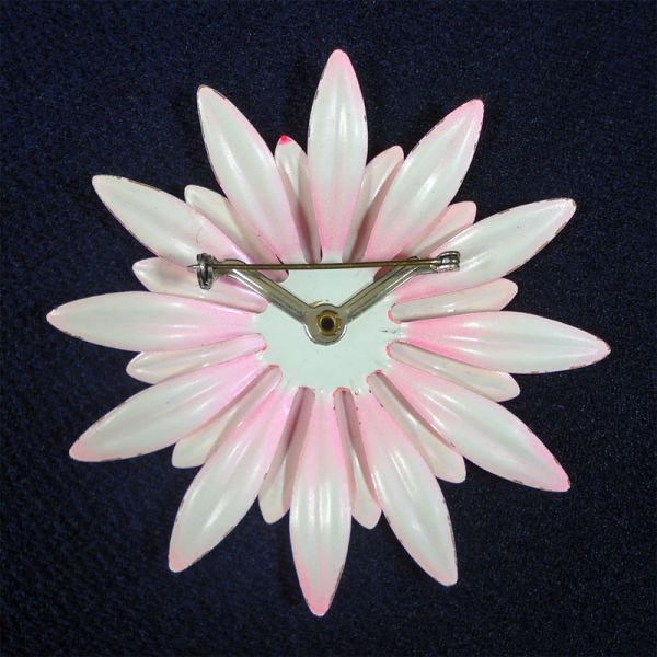 Big Hot Pink Daisy Enameled Flower Power Pin Brooch #3
