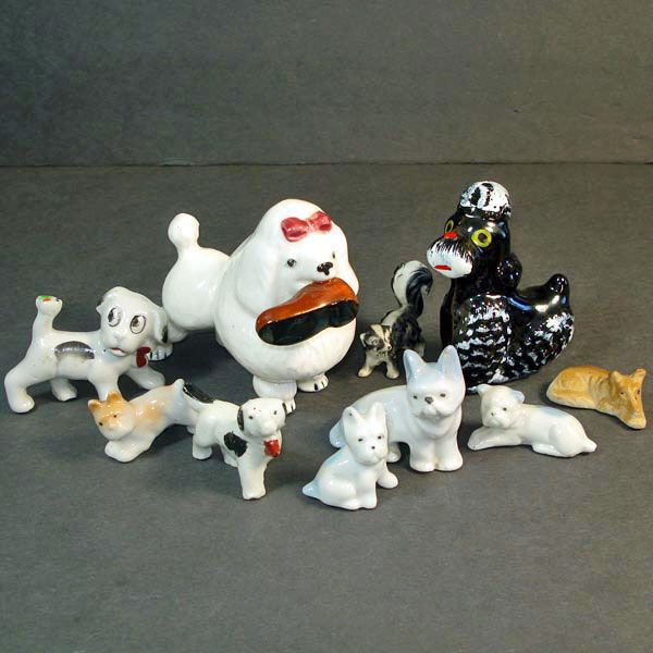 Assortment of 10 Ceramic 1950s Dimestore Dog Figurines #1
